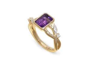 Amethyst Vine Ring, Yellow & White Gold