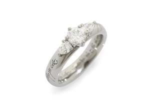 Custom Designs Bridal: 3 Stone Elvish Engagement Ring, Platinum