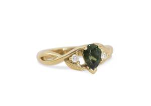 Custom Designs Bridal: Green Sapphire Elvish Engagement Ring, Yellow Gold