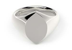 All Non Weta And Non Ole Lynggard: Navette Signet Ring, Sterling Silver