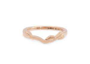 Delicate Woodland Wedding Band, Red Gold