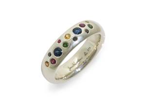 Scattered Rainbow Replica Ring, White Gold
