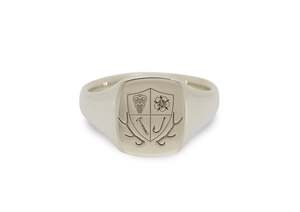 Fine Jewellery: Modern Family Crest Signet Ring, White Gold