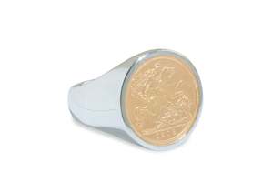 Fine Jewellery: JW246 Coin Signet Ring, Sterling Silver
