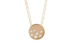 Round Love Stories Scattered Diamond Pendant, Red Gold