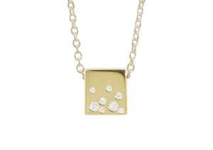 Gifts: Square Love Stories Scattered Diamond Pendant, Yellow Gold