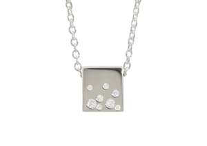 Square Love Stories Scattered Diamond Pendant, Sterling Silver