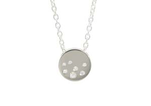 Round Love Stories Scattered Diamond Pendant, Sterling Silver