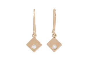 Gifts: Angled Square Love Stories Diamond Earrings, Red Gold
