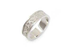 Elvish Leaf Framed Band, Sterling Silver
