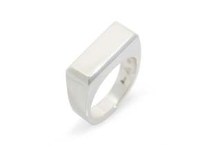Silver Rings: JW606 Beveled Edge Rectangle Ring, Sterling Silver