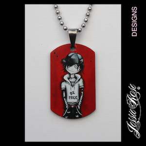 'Be Free Boy' - stainless steel ‘dog tag’ style pendant.