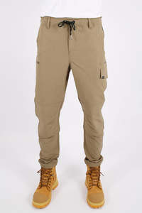 Jetpilot Workwear Jet Lite: Jet-Lite Hybrid Elastic Waist Pant - Khaki