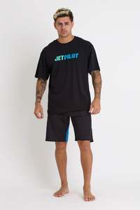 Jetpilot Mens Tees: Jetpilot 86 Spinal Tee - Black/Blue