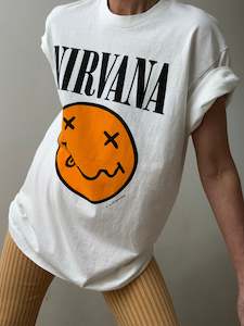 Tops: Vintage Style Nirvana Tee White