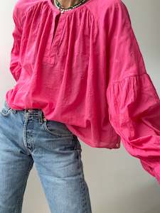 Voile Cotton Drop Shoulder Blouse Pink