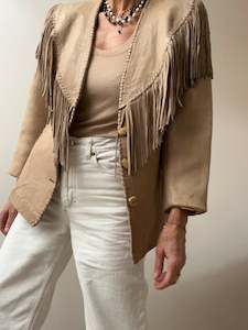 Tan Tassel Laced Leather Jacket