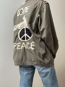 Remade: Love Peace Army Jacket Zipper Front AW242