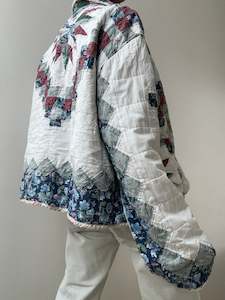 Upcycled: Upcycled Quilt Jacket Blue Flower