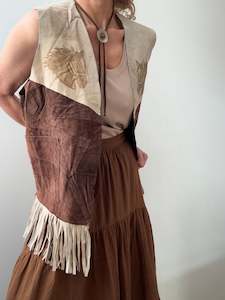 Vintage Suede Leather Patchwork Vest
