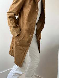 Suede: Tan Suede Jacket Woven Buttons