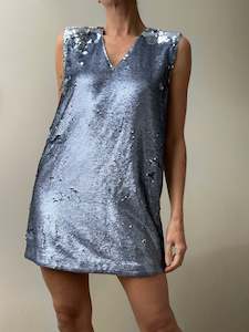 Ganni Forever Blue V Neck Mini Dress
