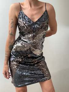 Ganni Shoestring Strap Sequin Mini Dress