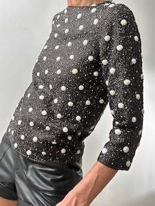 Ganni Long Sleeve Dots Sequin Top