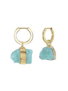Tiger Frame: Tiger Frame - Mini Rough Gem Earrings Apatite Gold