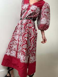 Block Print Sea NY Dress Red