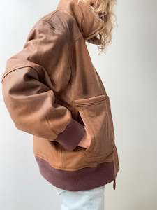Trussardi Leather Bomber Jacket Tan