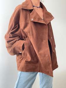 Leather Jackets: Cross Front Suede Leather Jacket Chocolate