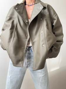 Leather Jackets: Cross Front Leather Jacket Khaki