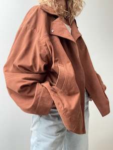 Cross Front Suede Leather Jacket Tan