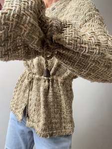 Raw Silk Woven Jacket Leaf