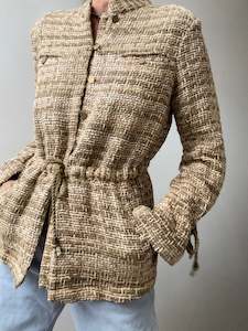 Raw Silk Woven Jacket Fern