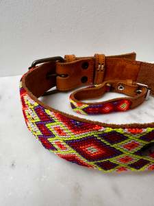Huichol Embroidered Wide Dog Collar L1