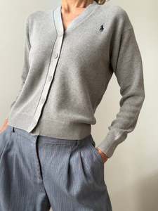 Ralph Lauren: Ralph Lauren Ribbed Cardigan Grey