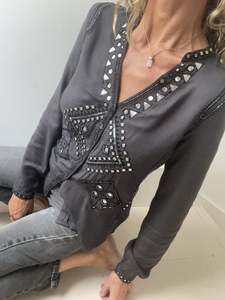 Antik Batik: Antik Batik Sequin Button up Top