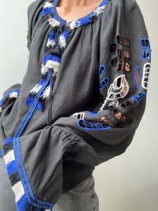 March 11: March 11 Blouse Blue Lattice Sleeve