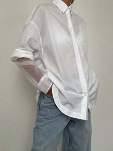 Products: Oversized Fit Blouse In Cotton Poplin And Organza White