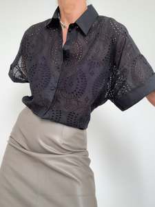 Bisenas Broderie Anglaise Shirt Black