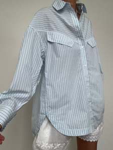 Oversize Fit Blouse In Stripe Blue