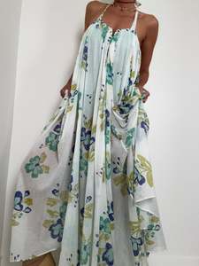 Cotton Voile Floral Dress Mint