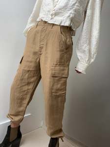 Ralph Lauren Silk Blend Cargo Pants Tan