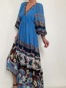 Blue Ainika Tiles Maxi Dress
