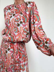 Sunset Orange Floral Blouse