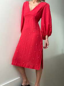 Clearance: Farm Rio Red Hearts Midi Dress