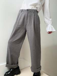 Dockers High Pleated Wide Leg Trousers Blue Houndstooth