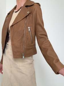 Leather Jackets: Soft Leather Tan Biker Jacket